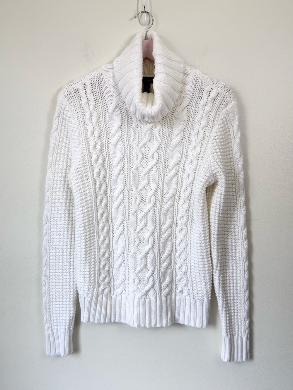 Y2K Lauren Ralph Lauren Cream Cable Knit Turtleneck Sweater Large